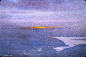 "Monhegan Harbor V," Donald Holden, 1991, watercolor and pastel on paper, watercolor, pastel, 7 3/16 x 10 5/8", Portland Museum of Art.