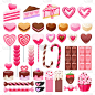 Valentine's day sweets set. Assorted candies and c