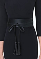Tassel Leather Obi Belt at bebe