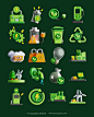 20款3D卡通绿色新能源电池环保可回收插图插画png免抠图片素材下载_颜格视觉