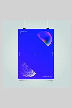 绚丽图案纯蓝色背景海报