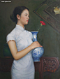 【旗袍·油画】凝固在画面上的那些中国古典美人们_