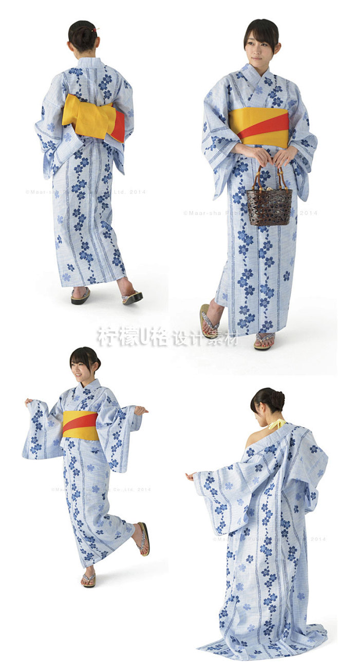 332日式和服服装设计形体绘画多角度姿态结构透视设计素材临摹淘宝网