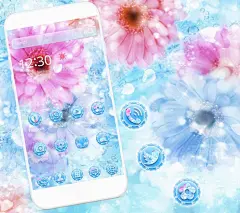   闪闪水晶花瓣主题 蓝色钻石壁纸锁屏 - 屏幕截图 