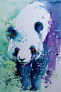 新加坡艺术家Tilen Tiu用泼墨手法绘制的动物水粉画，生动的色彩