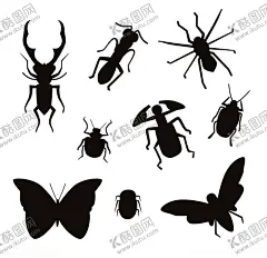 昆虫剪影 【酷图网】昆虫剪影,动物剪影,插图,插画,Ai矢量,图片素材