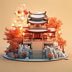 建筑素材立体素材AI图数字艺术图
