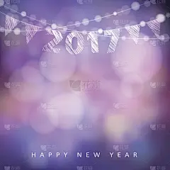 2017年新年贺卡快乐。闪烁的灯光，党旗。