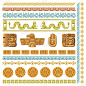 玛雅文明图形模式。阿兹特克装饰元素框架和边框，印加古代艺术符号和墨西哥传统宗教建筑碎片装饰矢量集