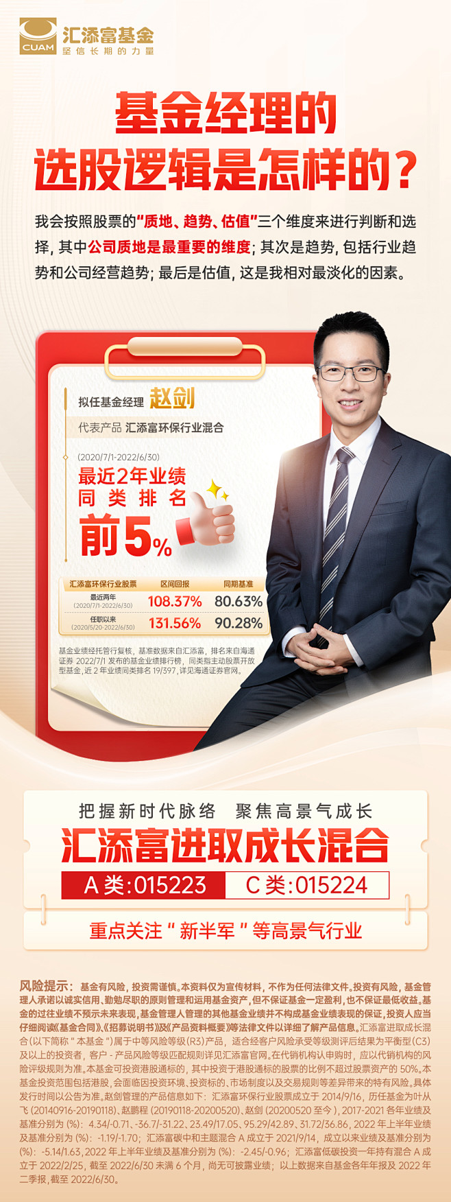 汇添富进取成长混合赵剑人物海报