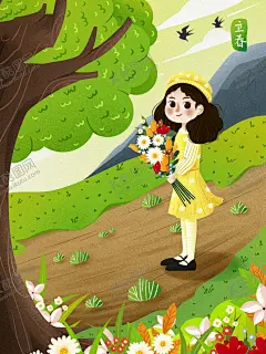 手绘创意立春插画图片 【酷图网】意境,唯美,梦幻,创意,插画,手绘,梦境,小清新海报,古风,温馨,文艺海报,手绘风,浪漫,治愈系,可爱,温暖,安逸,舒适,梦中世界,动漫壁纸,森系,森系插画,淡雅,文艺风,中国风,小清新,元素,花丛,森林,立春,春天,踏青,郊游,春分,立春海报,二十四节气,国潮,韵味,文艺范,中国元素,春游,