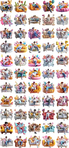 生日派对懒人沙发椅子气球酒吧休闲人物海报元素设计png模板素材-淘宝网