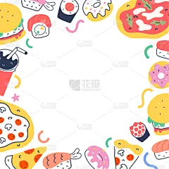比萨饼,菜单,卡通,背景,可爱的,绘画插图,矢量,寿司,模板,卷起