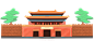 国潮建筑插画PNG