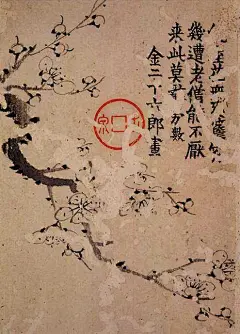 金农（1687—1763）清代书画家，扬州八怪之首。字寿门、司农、吉金，号冬心先生、稽留山民、曲江外史、昔耶居士等，钱塘（今浙江杭州）人，布衣终身。好游历，卒无所遇而归。晚寓扬州，卖书画自给。嗜奇好学，工于诗文书法，诗文古奥奇特，并精于鉴别。书法创扁笔书体，兼有楷、隶体势，时称“漆书”。五十三岁后才工画。其画造型奇古，善用淡墨干笔作花卉小品，尤工画梅。