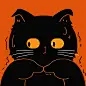 可爱黑色猫咪情侣微信头像