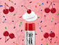 A social graphic concept showing the fun side of shaving in a product story. The cherries and sprinkles create a celebratory, eye-catching pattern.