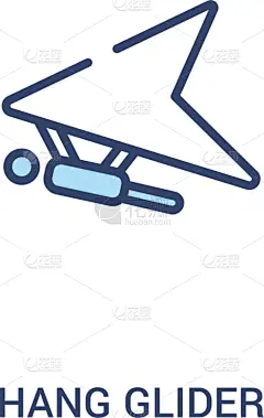 索道滑翔翼,极简构图,计算机图标,概念,线条,两个物体,白色,轮廓,运动,休闲
