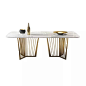 大理石黑色白色格调餐桌不锈钢金属轻奢吃饭桌子1.4米1.6米1.8米-淘宝网