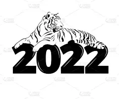 黑白虎的数量为2022 。新年标志、横幅或海报的设计。矢量说明 