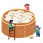 卡通感冬至饺子元素贴纸