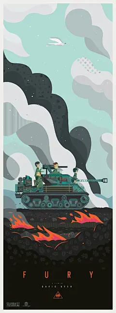 今年我最喜欢的电影之一是新的David Ayer电影，Fury。 我喜欢电影中的颜色和坦克的设计，以及所有形状如何共同制作如此制作的东西看起来如此个性化和标志性。 我决定制作一张长长的海报，从浅色到黑色，简单到复杂，突出显示战争的路径，从黑暗和死亡到光与和平，中间的坦克作为判断。 希望你喜欢它。