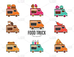 食品卡车博览会，夜市，夏季fest，食品和音乐街头博览会，家庭节日海报和横幅