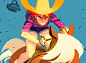 Cowgirl witch is after the hawk