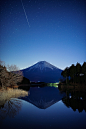 流星星空富士山夜景