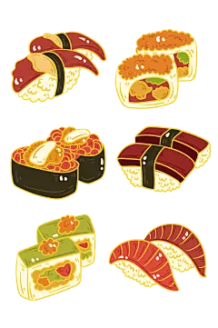 手绘矢量日料食物寿司插画