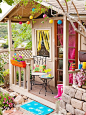 花园露台的设计，童话般的明亮色彩~！
