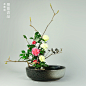 花器 陶瓷深水盘大碗花器 日式插花 生花 池坊流小原流中华花艺-淘宝网