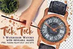 5款精心手绘水彩手表插画 5 watercolor watches