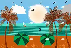 海滩 船 棕榈树 海岸 水 波浪 夏天 帆船 支撑 航行