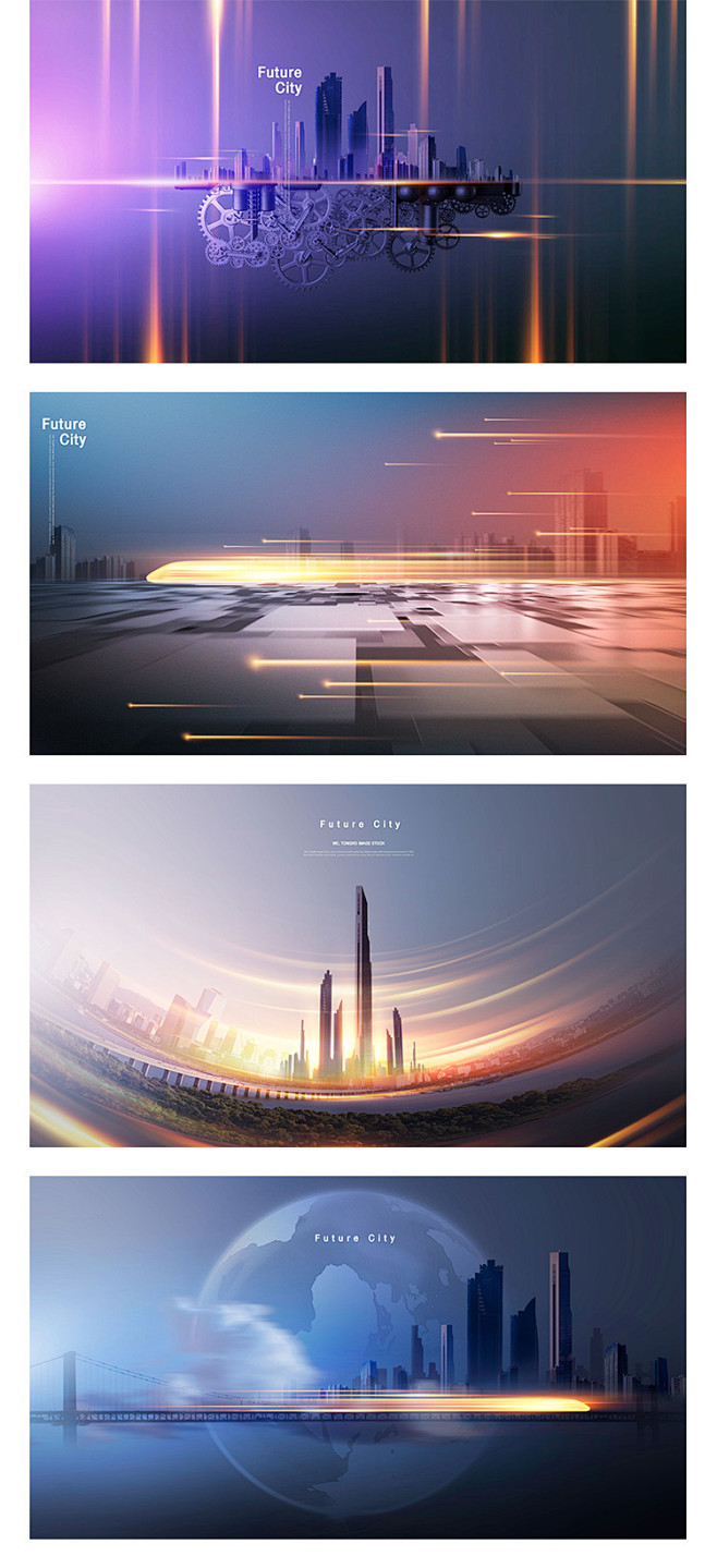 科技高铁动车速度光效现代城市建筑房地产广...