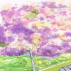 #随手拍春天#手绘一张开往春天的地铁李旻插画超话 @微博美学 ​​​​