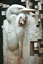 台湾艺术家韩旭东（Hsu Tung Han）的木雕作品。立体化的“故障艺术”。