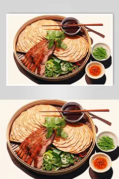 AI数字艺术美味北京烤鸭鸭子美食插画