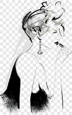 巴黎手绘时尚美女装饰图案PNG图片 来自PNG搜索网 pngss.com 免费免扣png素材下载！