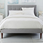 Grid-Tufted Upholstered Tapered Leg Bed – Heathered Crosshatch