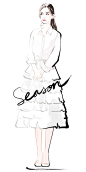 #jjseason插画# #season街拍插画#  ----- 六一儿童节， @angelababy 身着Alaïa镂空荷叶边白色连衣裙，清新素雅出席中国发展研究基金会儿童发展中心的公益活动，并且正式获任“中国发展研究基金会儿童发展亲善大使”。 ​​​​