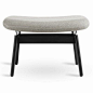Blu Dot The perfect companion for the Field Lounge, a "just-right" padded upholstered cushion is cradled by sculptural steel legs. Steel and plywood construction with high resiliency foam cushion. Fabric: Edwards Light Gray