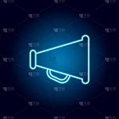 扬声器，扩音器轮廓图标霓虹灯风格。元素教育插图线图标。标志、符号可用于网页、logo、手机应用、UI