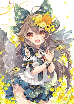 #東方 ミモザ - 東天紅的插画 - pixiv : 好きをつめこんで、春をイメージして描いたお空ちゃんです。