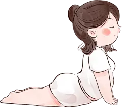瑜伽人物可爱水彩插画-女性俯身瑜伽动作