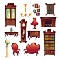 Free Vector | Victorian living room stuff, old classic furniture