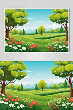 AI数字艺术春季春天风景插画背景图
