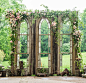 Fairytale Ceremony Decor in Romantic Pinks and Creams ~ love this glass edged triptych backdrop from Cedarwood Weddings