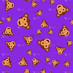 猴子,四方连续纹样,动物头,可爱的,野生动物,简单,猿,壁纸,哺乳纲,现代
