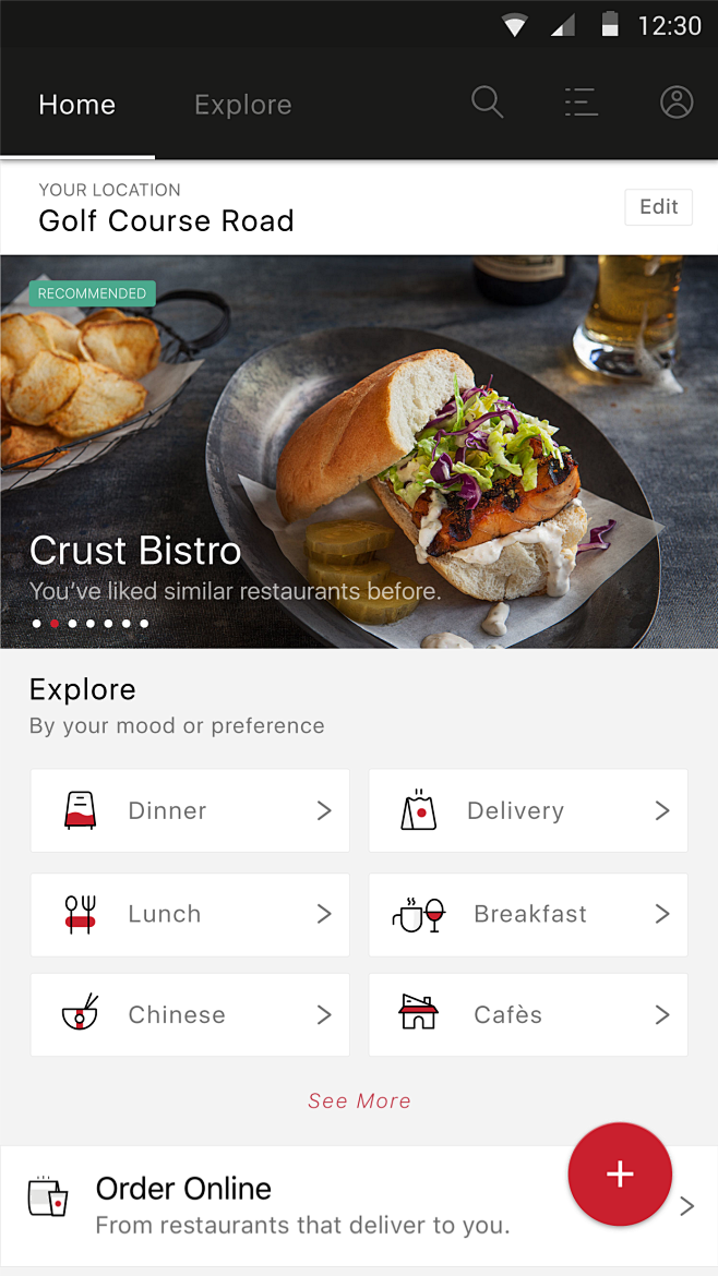 New layout zomato
